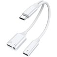 thumbnail image 1 of Chenchen USB C Splitter 1 in 3 Out, USB C to 3.5mm Headphone and Charger Adapter, Dual Type C Aux Headphone Jack Dongle Cable Cord with PD 60W Fast Charging, 1 of 1