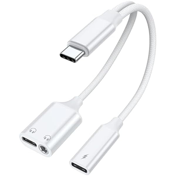 Chenchen USB C Splitter 1 in 3 Out, USB C to 3.5mm Headphone and Charger Adapter, Dual Type C Aux Headphone Jack Dongle Cable Cord with PD 60W Fast Charging