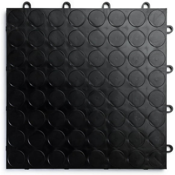 Big Floors RaceDeck CircleTrac, Durable Copolymer Interlocking Modular Garage Flooring Tile (24 Pack), Black