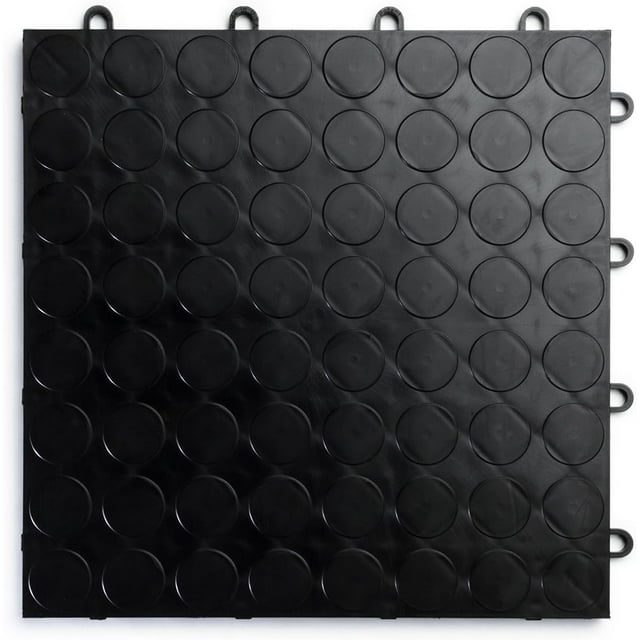 Big Floors Carrelage de Plancher de Garage Modulaire à Emboîtement en Copolymère Durable RaceDeck CircleTrac (Lot de 24), Noir