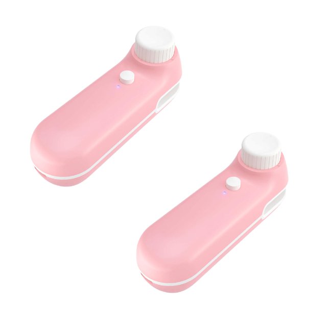 Oleegame 2 Pcs Scelleuses de Sacs Mini Scelleuses à Main 3en1 Coupeur de Chaleur USB Rechargeable Machine Portable pour Sacs de Chips Stockage Alimentaire Rose