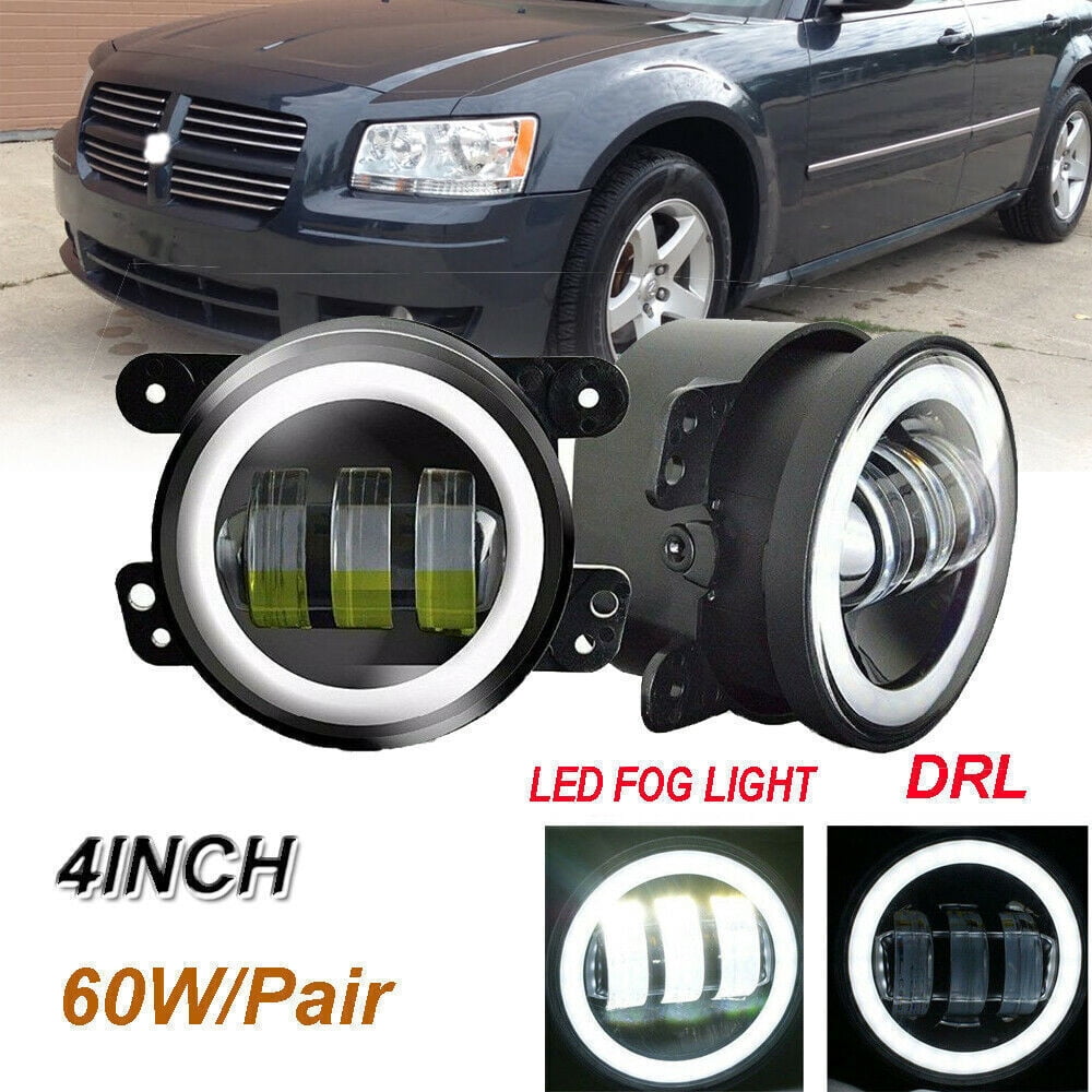Pair 4 Inch LED Fog Lights Front Bumper Driving Lamps for Jeep Wrangler JK JL JT