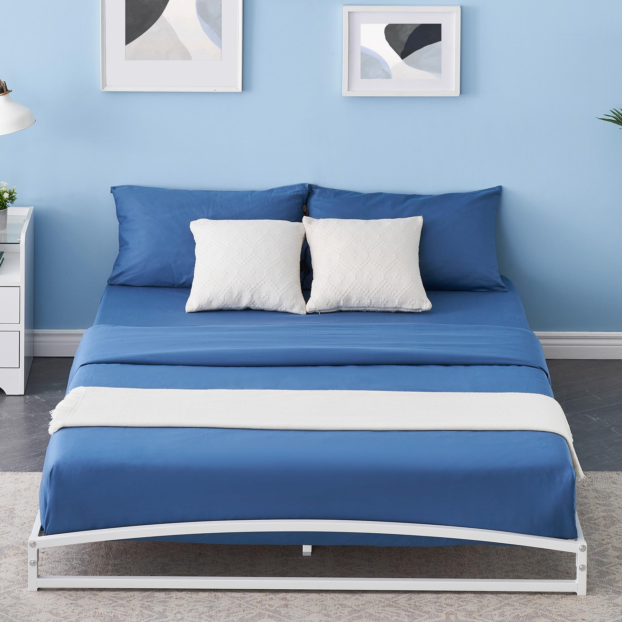 Ataucjin Low Bed Frame Full Size Heavy Duty Metal Twin Bed Frame Queen Size Platform Bed Frame King Bed Frame Mattress Foundation With Steel Slat Support No Box Spring Needed