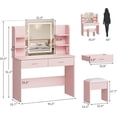 thumbnail image 4 of Bingirl Vanity Set with Electrical Outlet, 4 Drawer Storage Cabinet, Sliding Mirror and Lights, 4 of 6