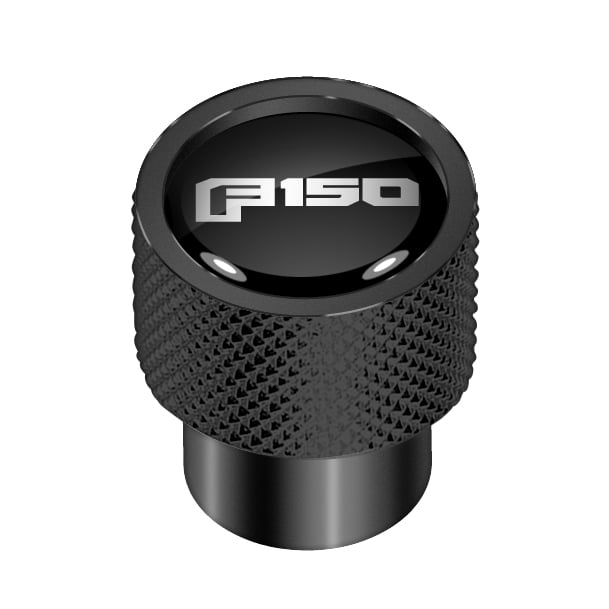 Ford F-150 2015 to 2020 in Black on Black Aluminum Tire Valve Stem Caps