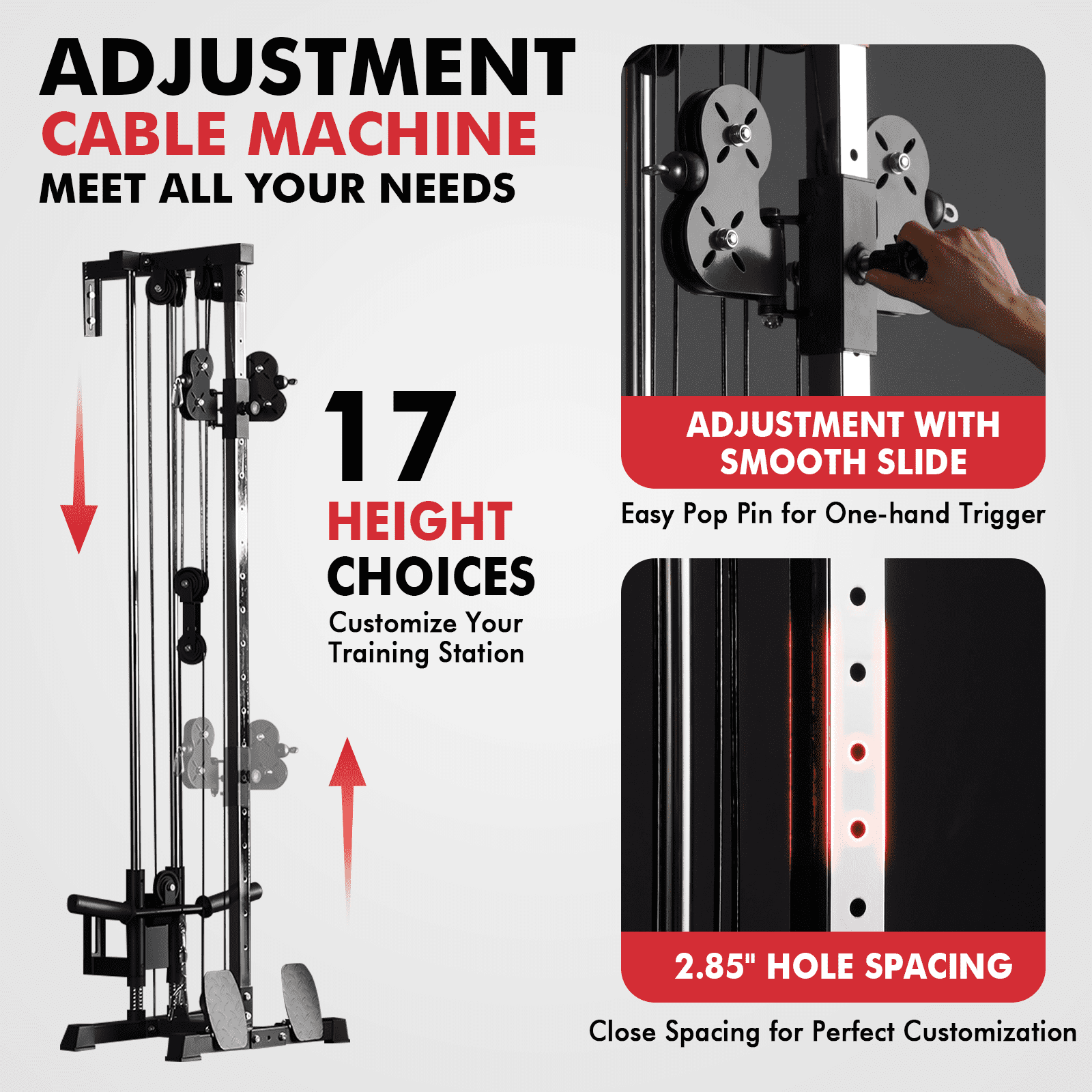 Mikolo Cable Crossover Machine, Lat Pull Down Machine, Wall Mounted Pulley Tower functional trainer with Adjustable 26 Positions Dual Pulley System, Lat Pulldown Cable Training for Home Gym Fitness