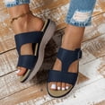 thumbnail image 2 of Womens Orthopedic Walking Sandals Platform Slides Casual Breathable Leather Comfy Cushioned Footbed Walking Shoes Blue Size 9, 2 of 7