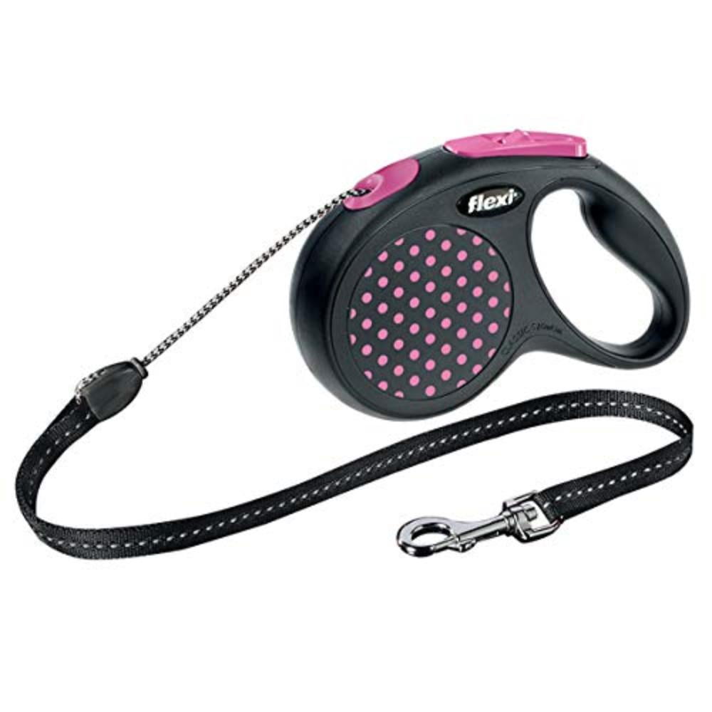 Flexi Retractable Flexible Dog Lead Leash Pink Dot Small 12kg 5m