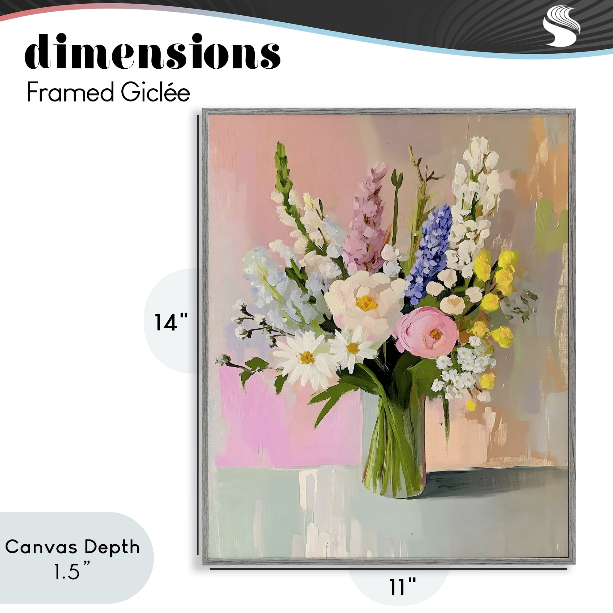 Stupell Industries Glass Vase with Spring Blooms Gray Framed Giclee Art, design by The Prints Vibe