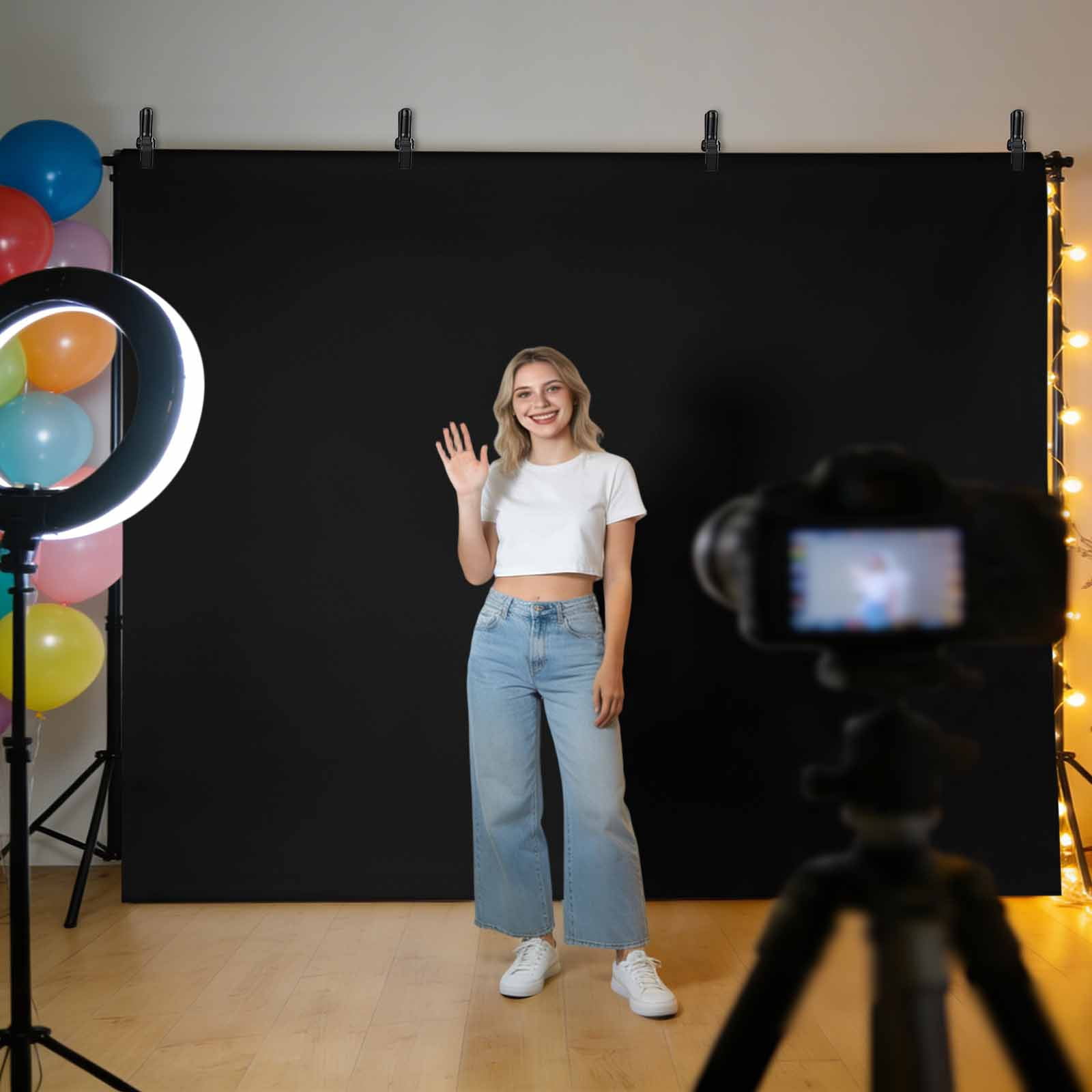 Photo Backdrop 5x7 ft Black Photography Backdrops Curtains Picture Wall Covering Solid Color Photo Booth Drapes for Backdrop Photoshoot Wedding Party Birthday Background Screen