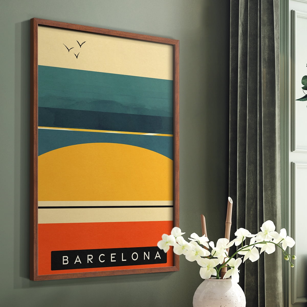 Summer Abroad II Framed Print in Brown Solid Wood Framed Print No Nail Hanging