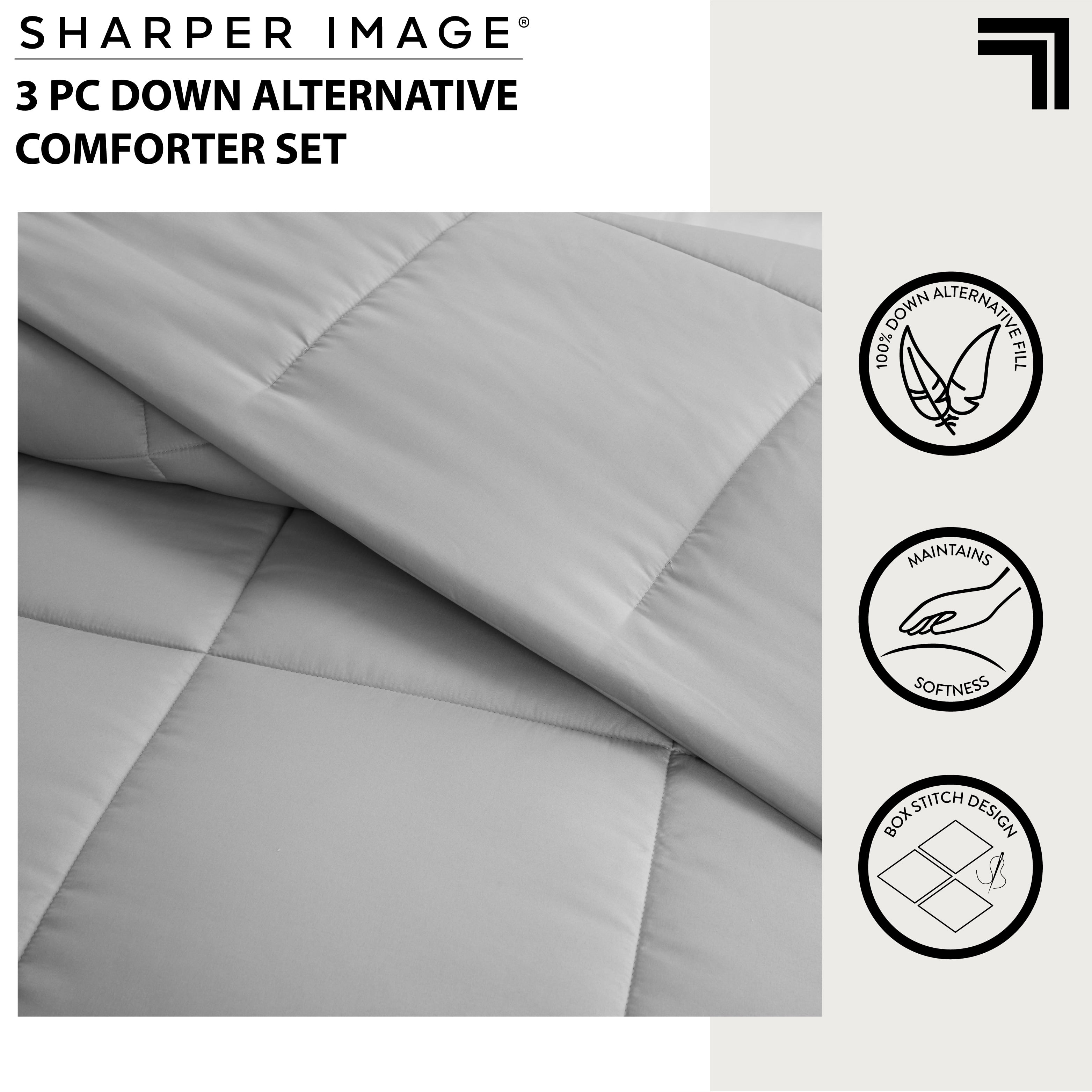 Sharper Image 3-Piece Grey Down Alternative Comforter Set, Queen