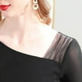 thumbnail image 6 of Juesizh Womens Plus Size T Shirts Sloping Shoulders Half Sleeve Shirts Tops Fashion Solid Color Spliced Mesh Western-style Casual Blouses, S-3XL, 6 of 6