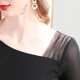 thumbnail image 5 of Tejiojio Women's Sheer Mesh Top Asymmetrical Neckline Half-Sleeve Casual Elegant Blouse, 5 of 8
