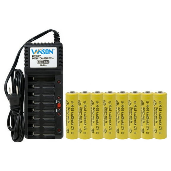 V-868 8 Bay AA & AAA Charger   8 AA (600 mAh) NiCd Batteries