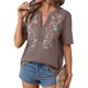 thumbnail image 1 of Camisas Mexicanas para Mujer, Blusa Tradicional de Verano Bordada, Túnica Floral, Cuello en V, Camiseta de Corta. Marrón Oscuro S, 1 of 8