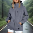 thumbnail image 2 of Fiaer Raincoat Women Lightweight Waterproof Rain Jackets Packable Oversized Loose Fit Long Sleeve Outdoor Windbreaker Hooded Tops Grey3 XXXL, 2 of 6