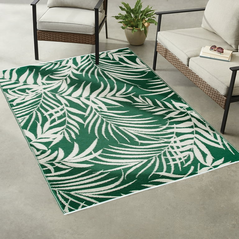 Green Palm Plastic Outdoor Rug 5'x7' for Patio or Deck - Walmart