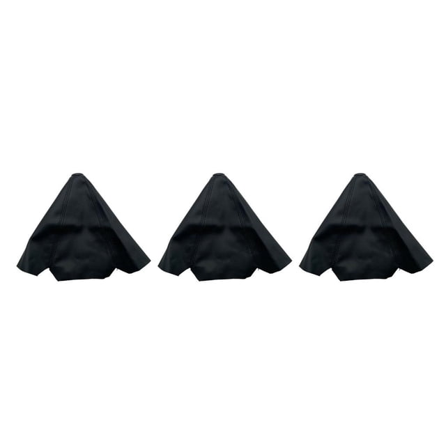 Transemion Car Shift Lever Collar PU Leather Interior Shifter Cover Automobile Manual Knob Stick Protector Modification Riding Black Line 3Set
