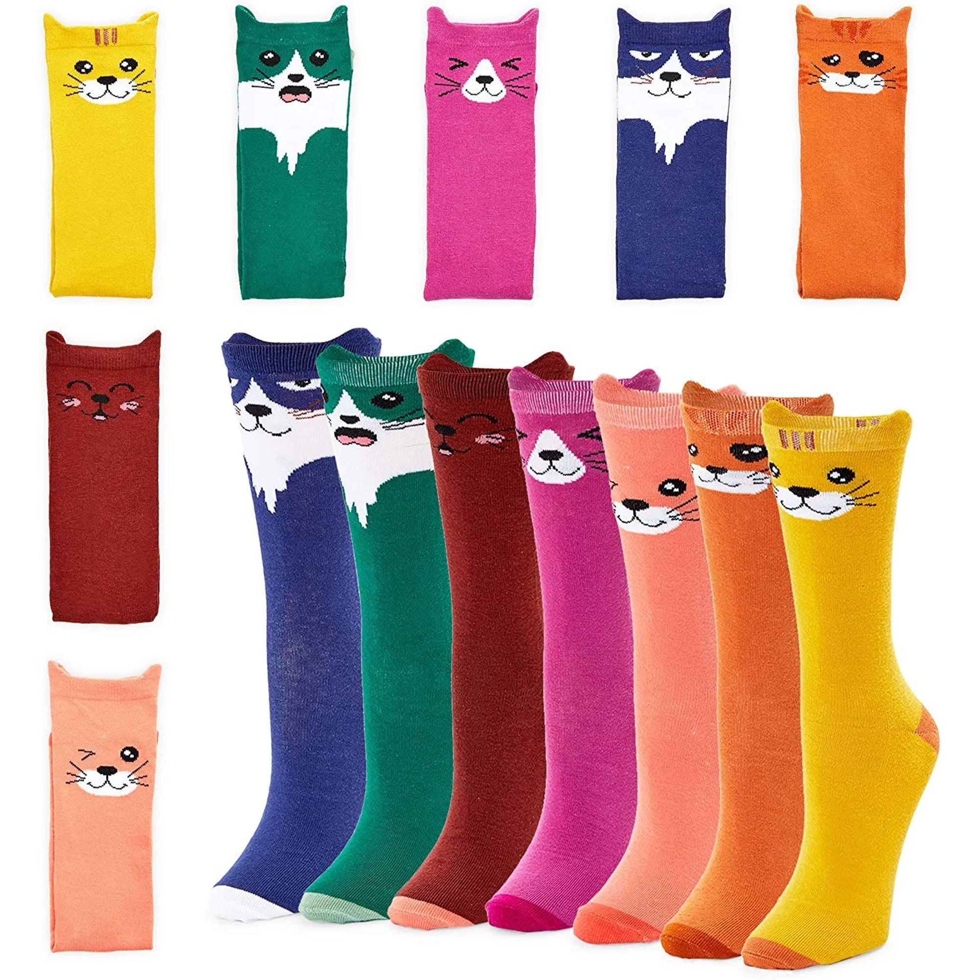 Juvale - Cat Lovers Crew Socks for Women, Fun Gift Set (One Size, 7 ...