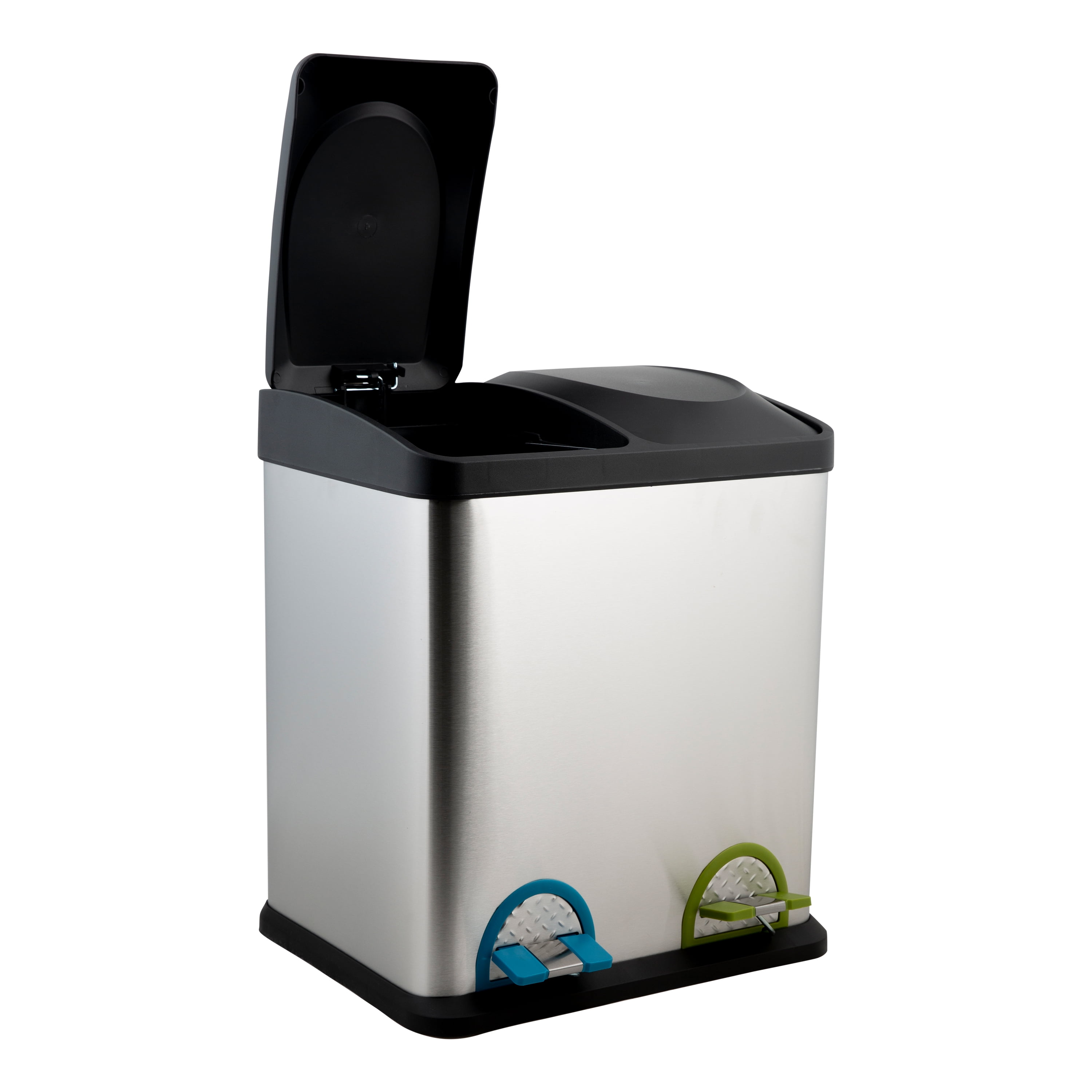 Organize It All 30 Liter 2 Compartment Stainless Steel Recycle Bin