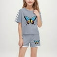 thumbnail image 2 of Fesfesfes Girls Summer Casual T-Shirts and Shorts Set 2 Pieces Set Teen Girls Drawstring Summer Outfits Solid Trendy Clothes for 5-14Years Girls(Gray#2,7 Years), 2 of 8