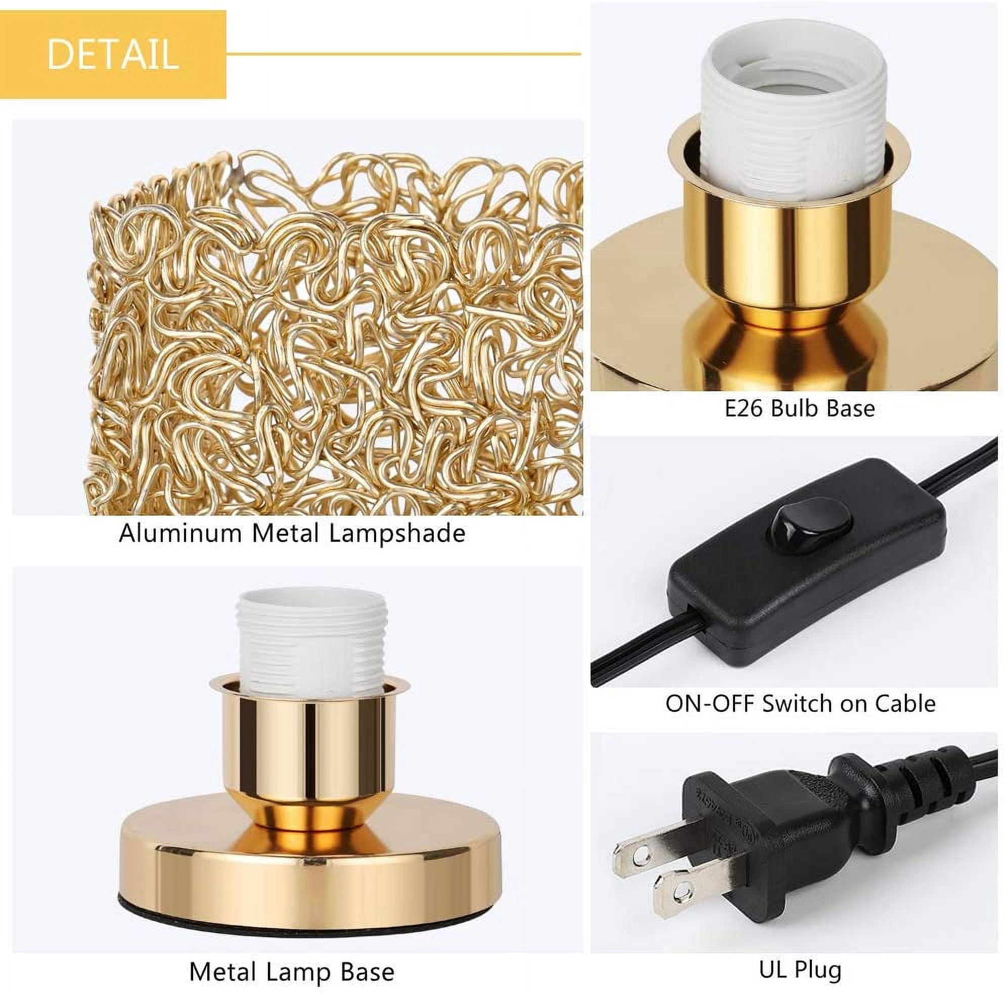 Gold Modern Nightstand Lamp with Square Wiring Shade