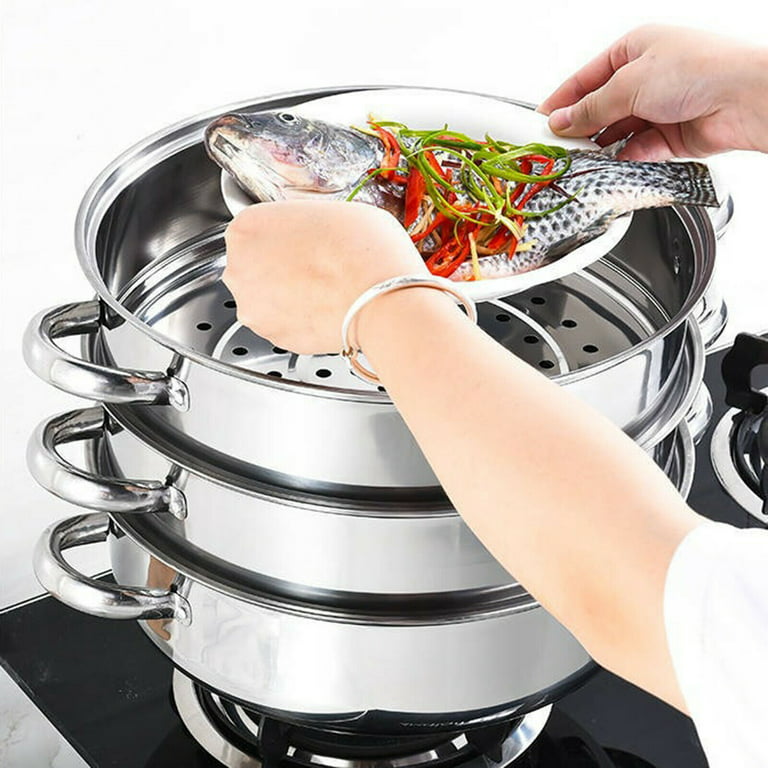 28CM Steamer Pot Stainless Steel Two Layer Induction Cooker