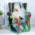 thumbnail image 4 of Parrot Soft Flannel Fleece Throw Blanket, Tropical Paradise Flower Blossoms Leaves with Flying Butterflies in Cartoon Style, Cozy Plush for Indoor and Outdoor Use, 50" x 70", Multicolor, by Ambesonne, 4 of 5