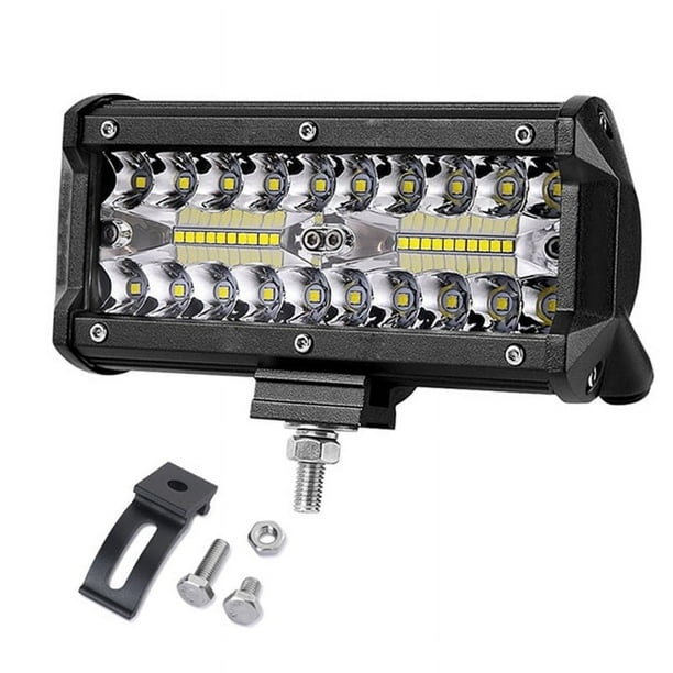 Juego de 2 barras de luz LED, 7 pulgadas, 120 W, 24.000 lm, faros antiniebla todoterreno, luces de conducción LED, módulos LED con haz combinado, foco, inundación, luces de trabajo LED impermeables pa