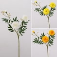 thumbnail image 4 of bestolf Artificial Marigold 3 Head UV Resistant Fake Silk Flower with Leaves Indoor Outdoor Garden Table Centerpiece Faux Bloom Decoration, 4 of 7