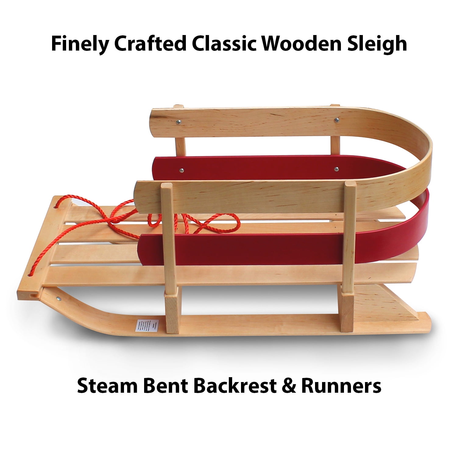 Flexible Flyer Baby Pull Sled. Wood Toddler To-Boggan. Wooden Sleigh for Kids
