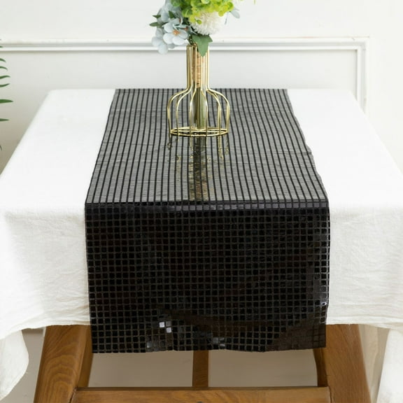 YIMWNYI Sequin Table Runner 11.81 x 108 Inches, Mirror Foil Table Decor for Wedding, Bachelorette Party, Holiday Celebrations, Elegant Table Decoration for Dining, Banquet, and Events