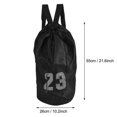 thumbnail image 2 of Basketball Football Soccer Training Exercising Mesh Backpack Shoulder Drawstring Bag (Black), 2 of 4