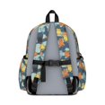 thumbnail image 3 of Geometric Multicolor Cat Blue Pattern Cute School Backpack with Padded Back and Adjustable Shoulder Straps 13.4"x11"x4.7", 3 of 5