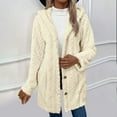 thumbnail image 4 of HAiming Women Fleece Jacket Open Front Hooded Cardigan Coat Winter Warm Casual Button down Long Sleeve Shacket Outwear, 4 of 9