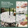 thumbnail image 5 of Round Outdoor Tablecloth with Umbrella Hole and Zipper, Blue Floral Spring Tablecloth with Elastic Waterproof, Vintage Farmhouse Green Botanical Chic Patio Table Covers for 55" - 60" Pool Tables, 5 of 9