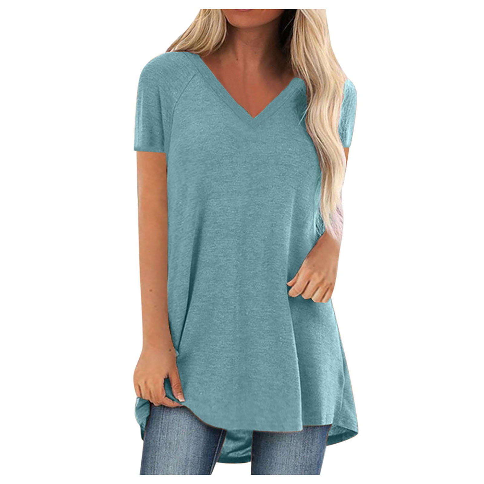 forholdsord Human får Hide Belly Tunic Tops for Women Summer Tunics for Women to Wear with Leggings  Plus Size Short Sleeve Flowy Shirts Short Sleeve Holiday Tops Blouse long  shirts for leggings - Walmart.com