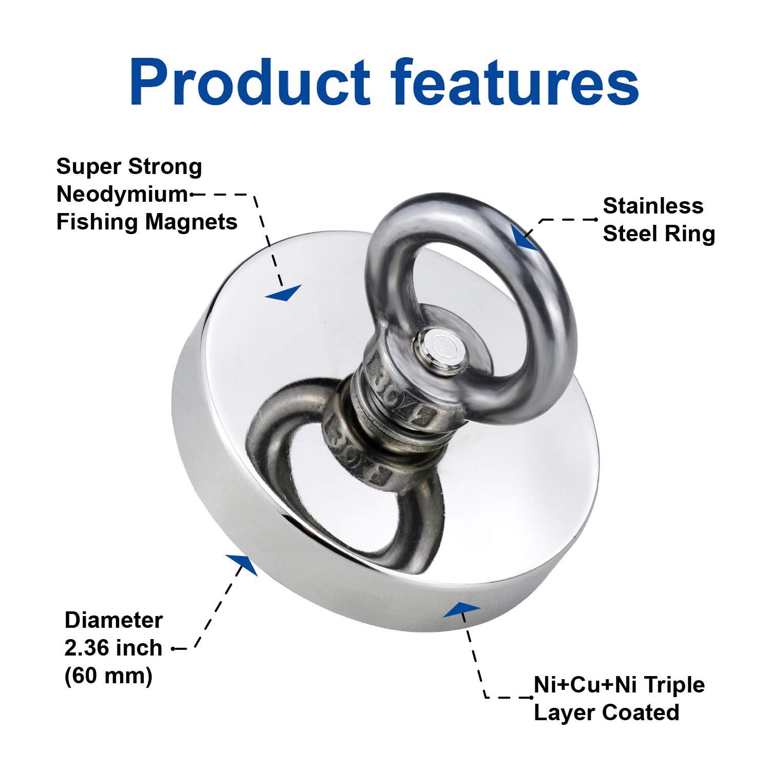 DIYMAG Super Strong Neodymium Fishing Magnets, 1280 lbs(580 KG) Pulling  Force Rare Earth Magnet with Countersunk Hole Eyebolt Diameter 4.75  inch(120mm) for Retrieving in River and Magnetic Fishing : : Home  & Kitchen