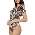 thumbnail image 2 of Naloa Leopard Print Rose Women's Short-Sleeved Onesie, One-Piece Swimsuit for Parties, dates, clubs - Medium, 2 of 9