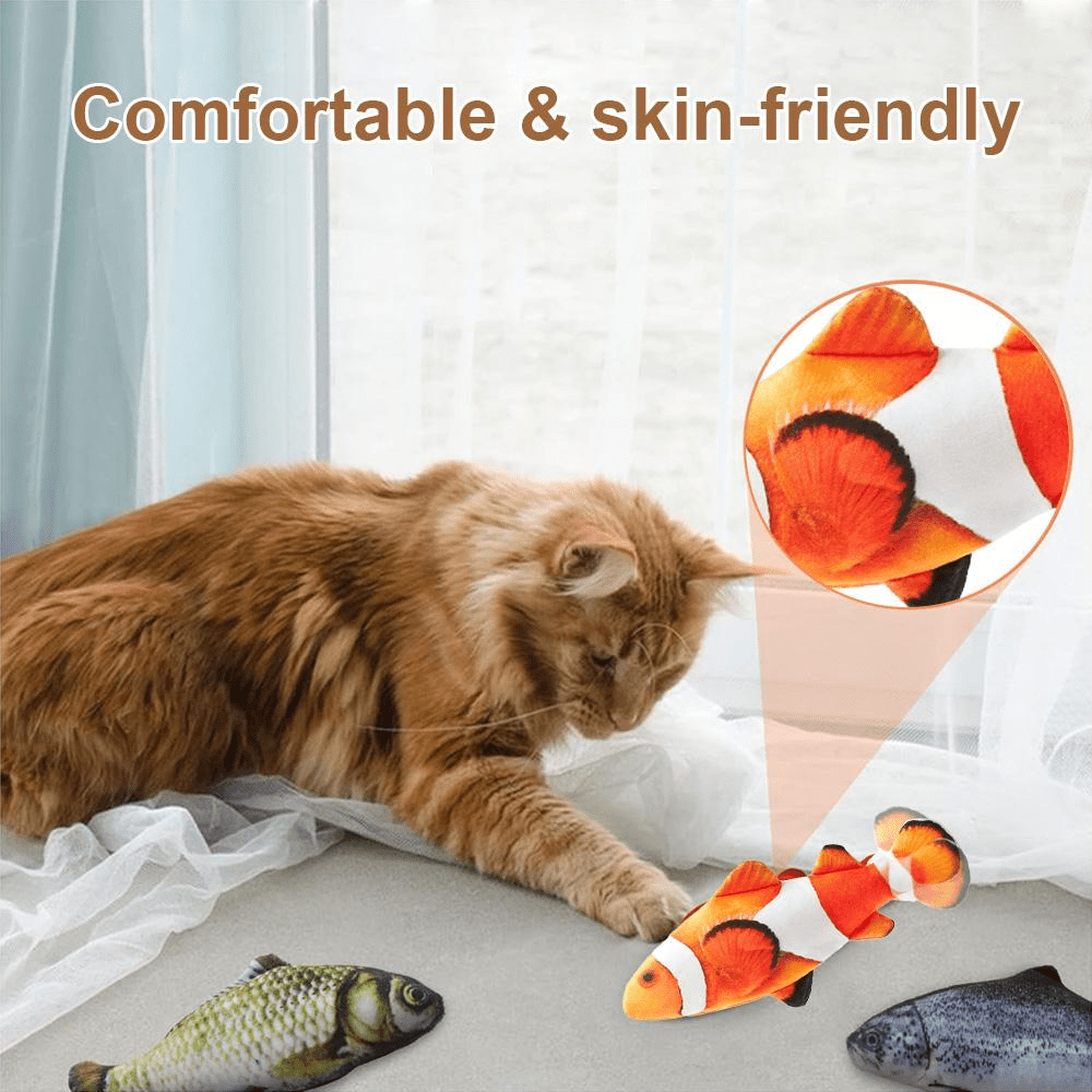 Moving Flopping Floppy Fish & Kitten Kicker Cat Toy Fish Shape (7 Pack)