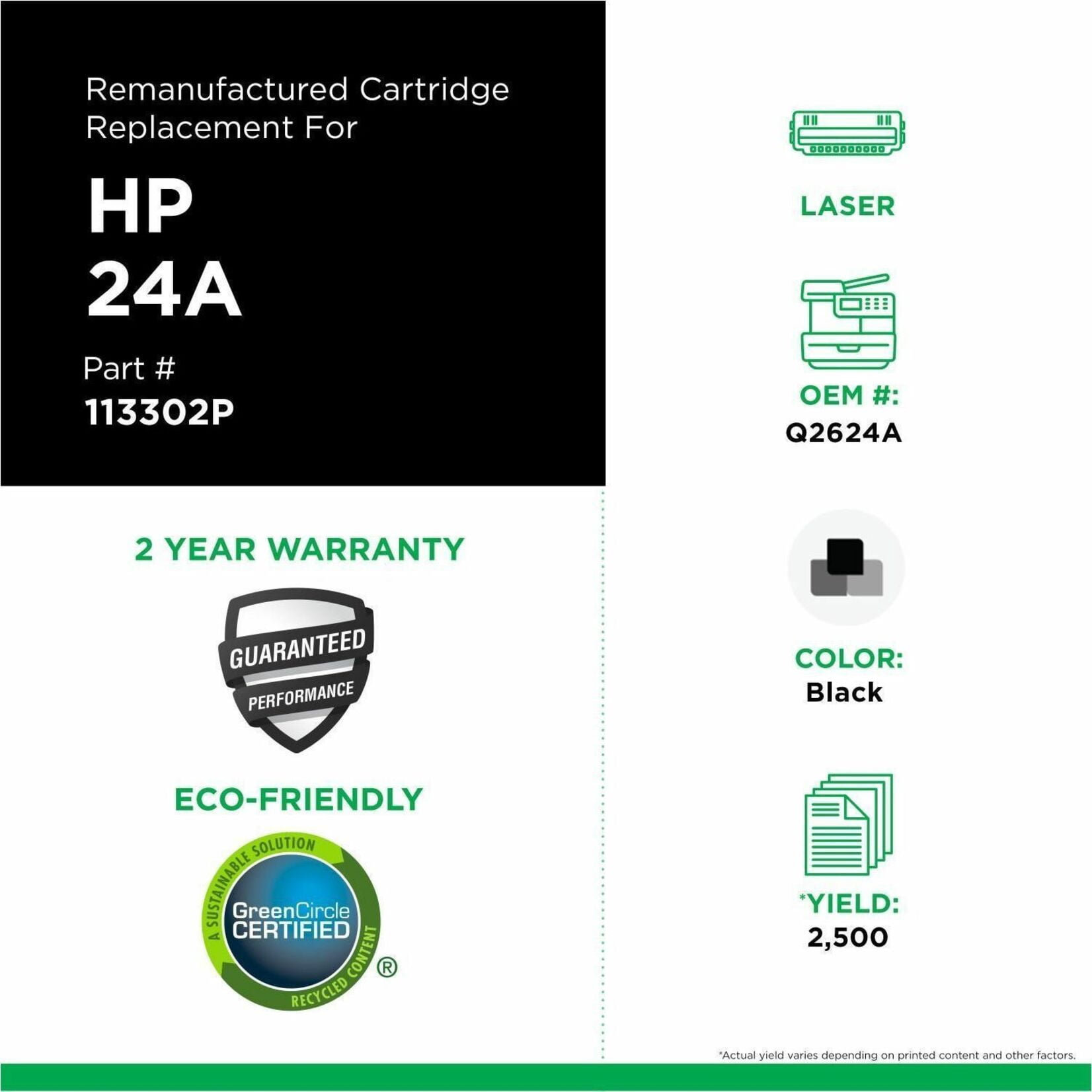 Remanufactured Clover Imaging Toner Cartridge for Q2624A ( 24A)