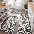 thumbnail image 2 of Black Geometric Flower Diamond Pattern Kitchen Rugs Sets Of 3,Kitchen Runner Rugs Non Skid Washable,Decorative Kitchen Floor Mats for Kitchen,Sink,Laundry,17"x30"+ 17"x47" + 17"x59", 2 of 6