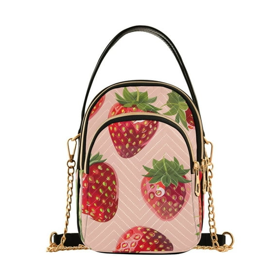 joogoo Women Strawberry Chain Crossbody Bags Shoulder Handbag Phone Purse