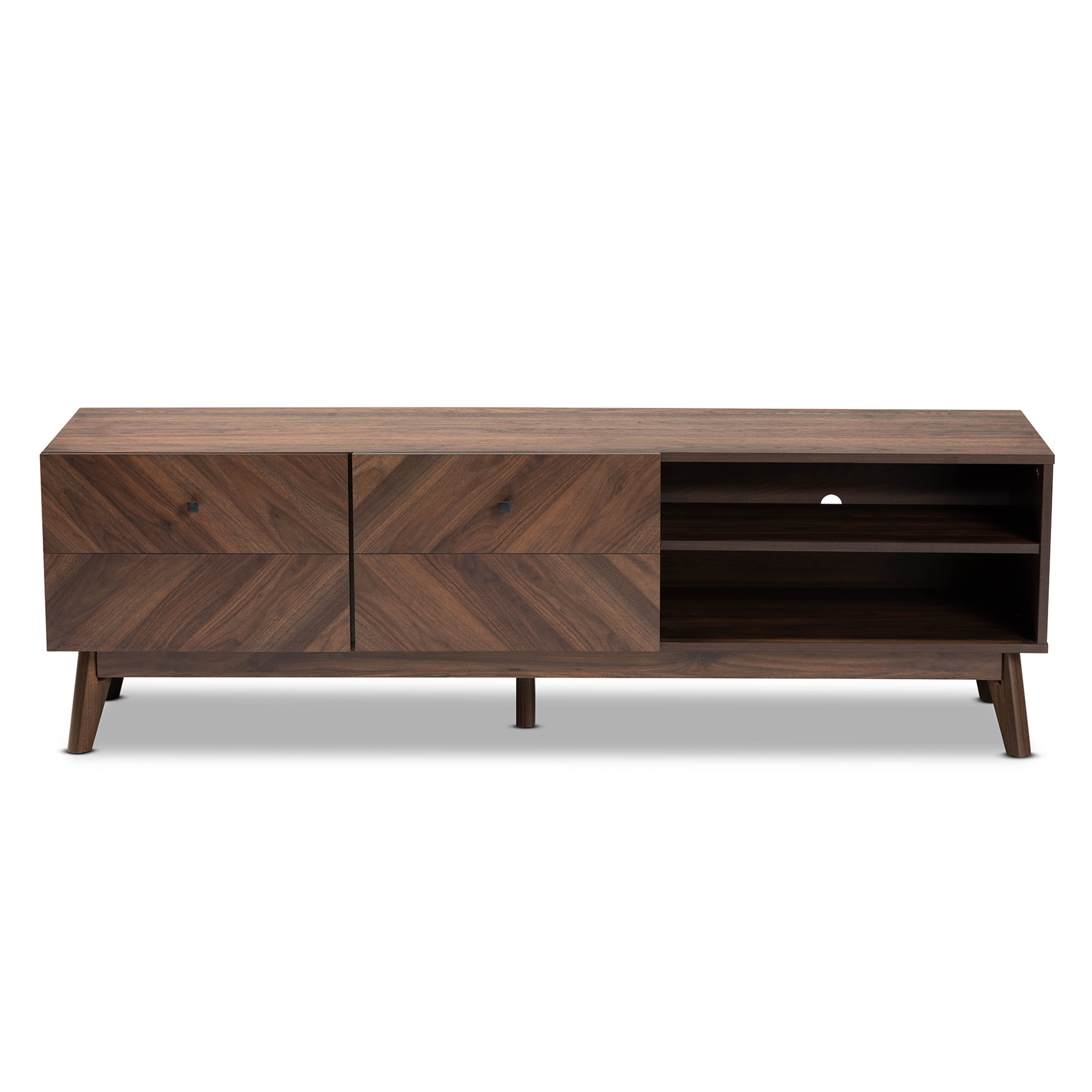 Baxton Studio Hartman Mid-Century Modern Walnut Brown Finished Wood TV Stand