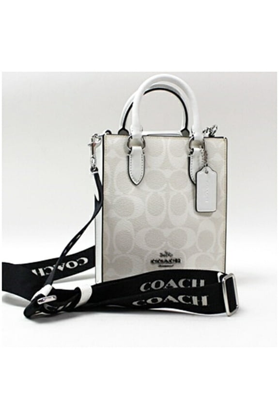 Pre-Owned Coach North-South Mini Tote Bag, Leather, White, COACH Women's