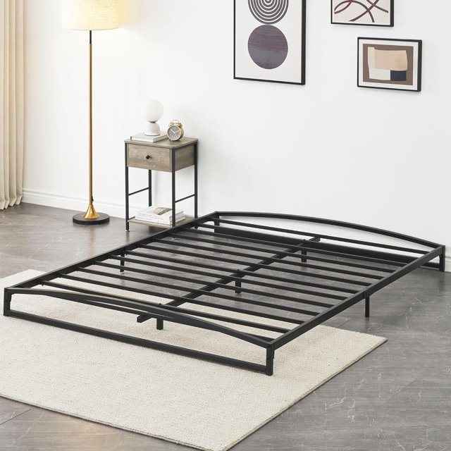 Royalbelle 6 Inch Low Profile Queen Size Bed Frame,Heavy Duty Metal Platform Bedframe,Mattress Foundation with Steel Slat Support,No Box Spring Needed,Easy Assembly,Noise Free,Black
