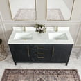 thumbnail image 4 of Gara 60M" Double Bath Vanity in Fir Wood Black with White Grain Composite Stone, 4 of 16