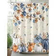 thumbnail image 2 of Fall Thanksgiving Shower Curtain, Orange Blue Floral Pumpkins Maple Leaves Bathroom Decor Curtains Set with Hooks, Waterproof Fabric Home Accessories， 60 X 72 Inch Long, 2 of 6