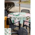 thumbnail image 5 of Outdoor Tablecloth with Umbrella Hole for Patio/Picnic/Party/Camping, Spring Floral Checkered Waterproof Table Cloth Square Cover Washable, Turquoise Pink Buffalo Plaid (54"x 54"), 5 of 8